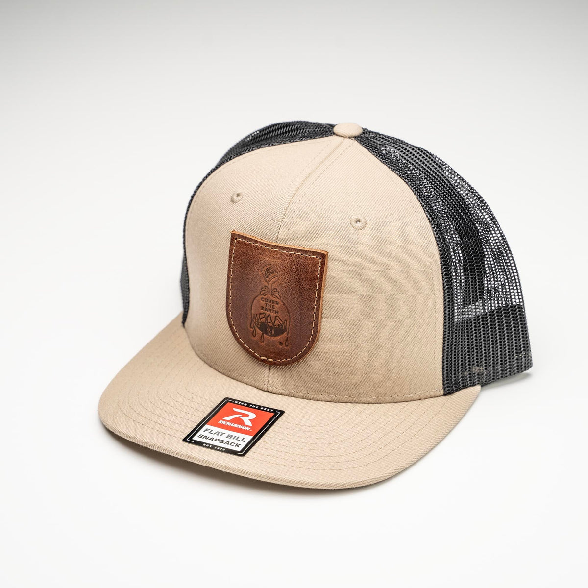 Debossed Heat Pressed - Richardson 511 Cap Leather Patch Flat Bill Trucker Hat with YOUR LOGO