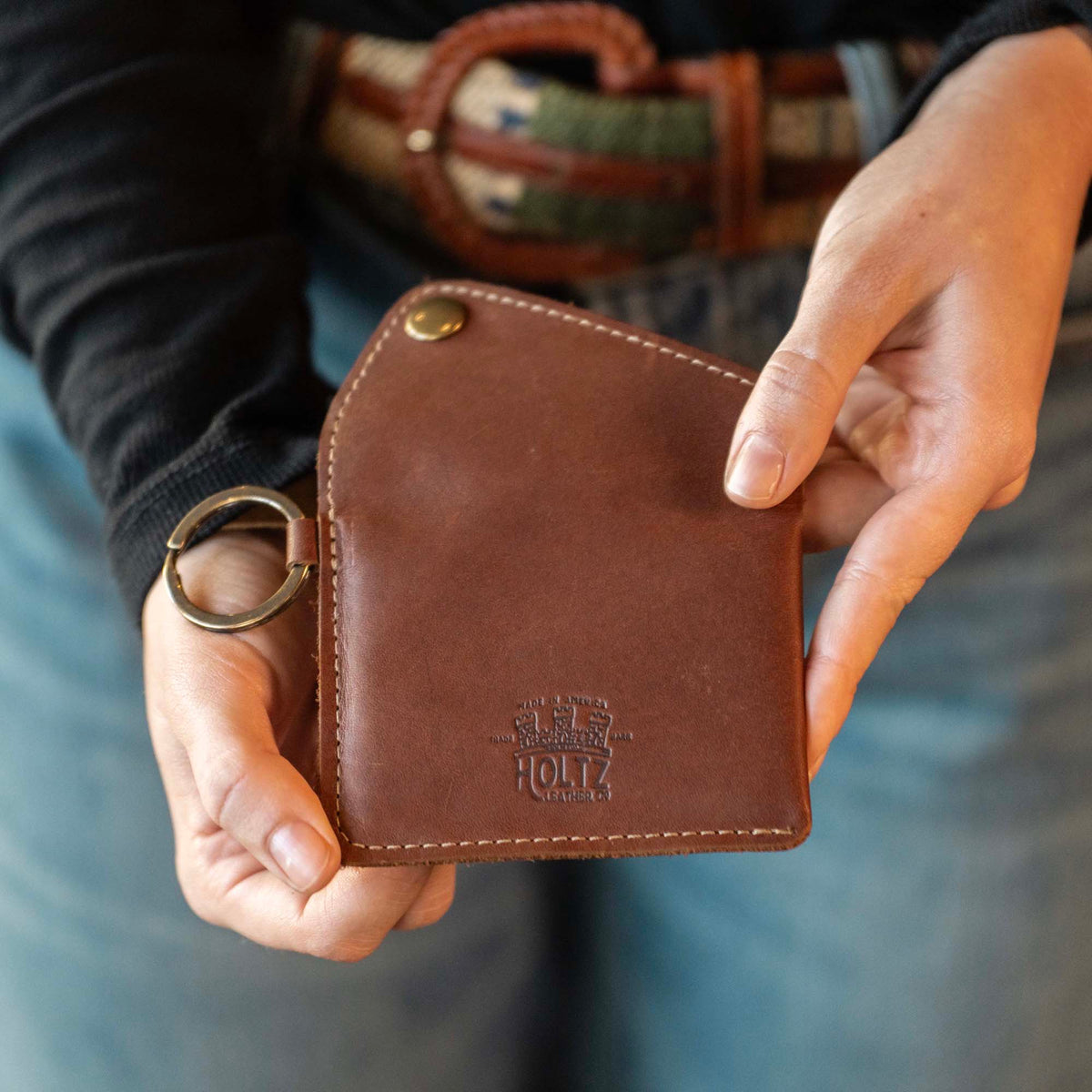 The Amelia Personalized Leather Keychain Wallet and Coin Purse