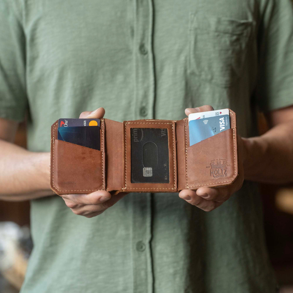 The Trifecta Personalized Leather Tri-Fold Wallet with ID Slot