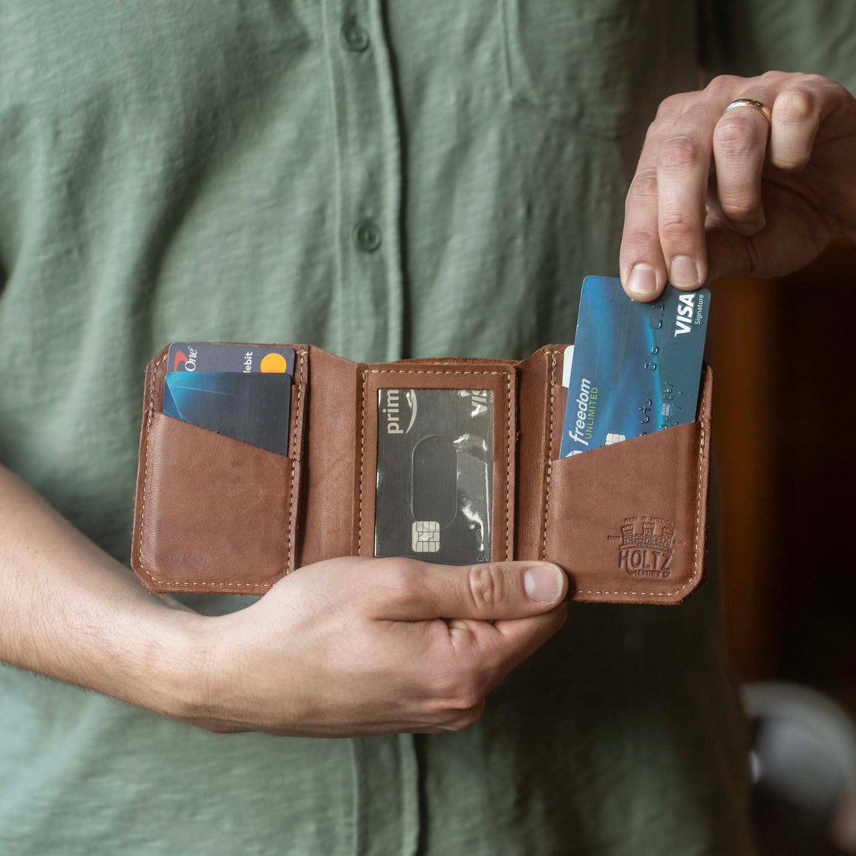 The Trifecta Personalized Leather Tri-Fold Wallet with ID Slot