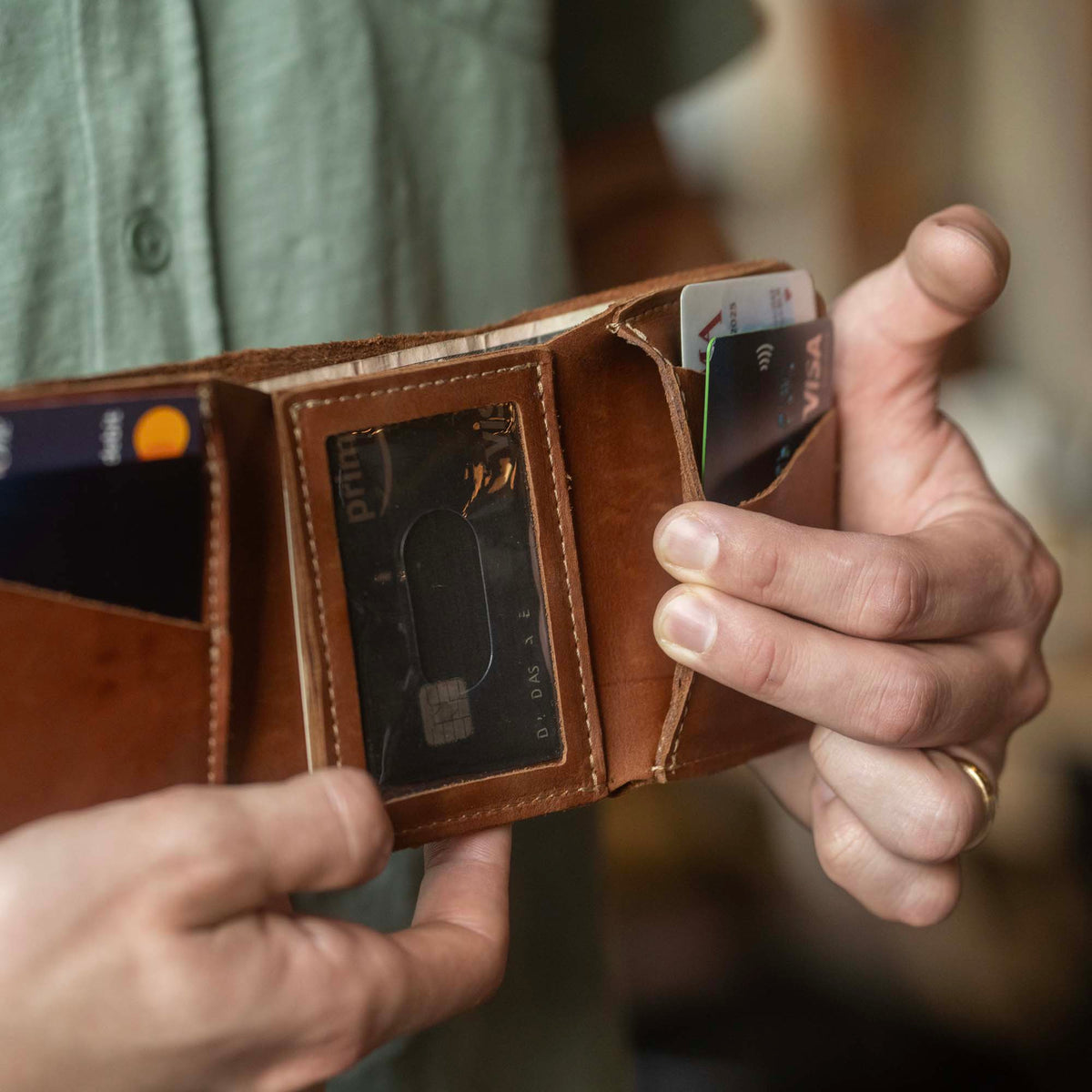 The Trifecta Personalized Leather Tri-Fold Wallet with ID Slot