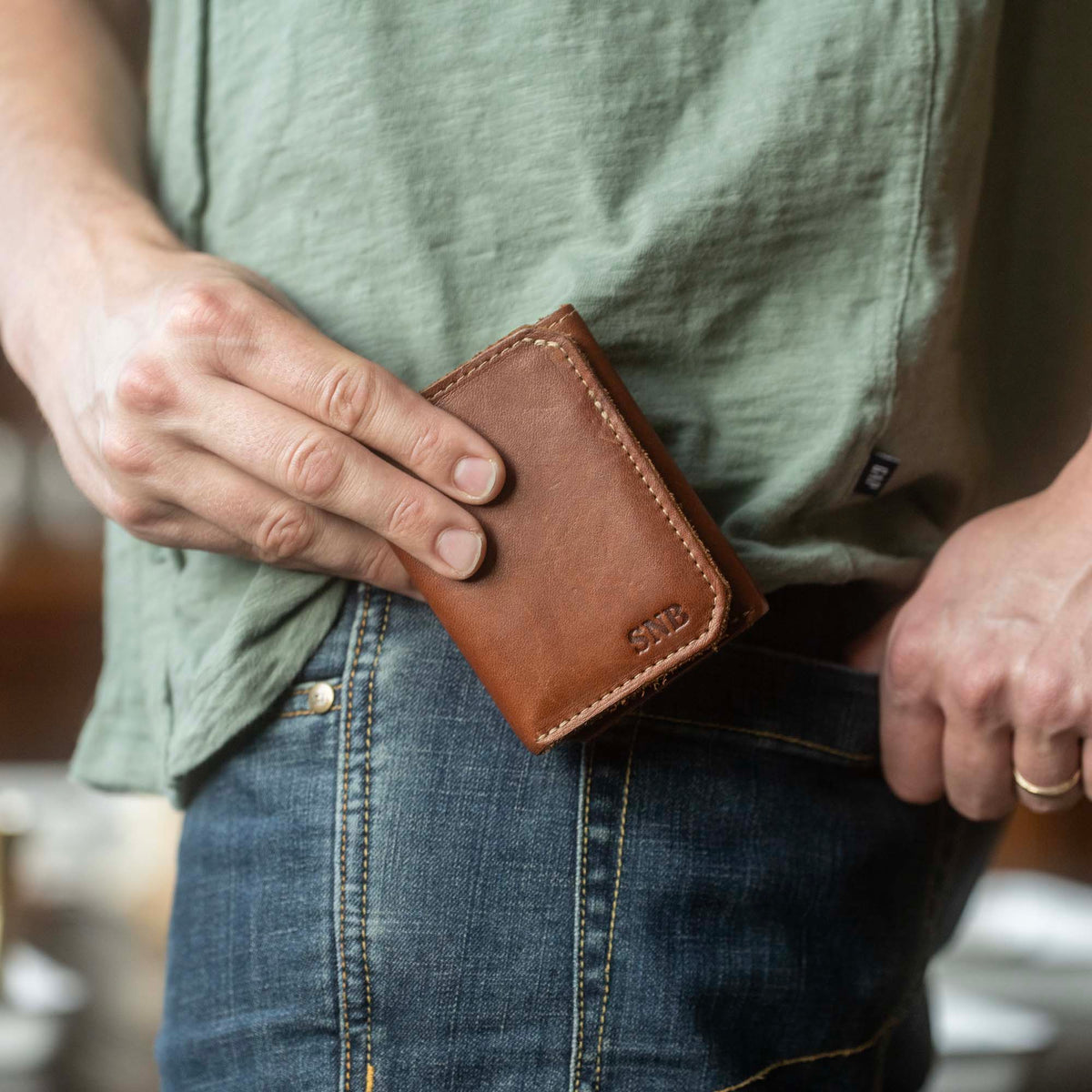 The Trifecta Personalized Leather Tri-Fold Wallet with ID Slot