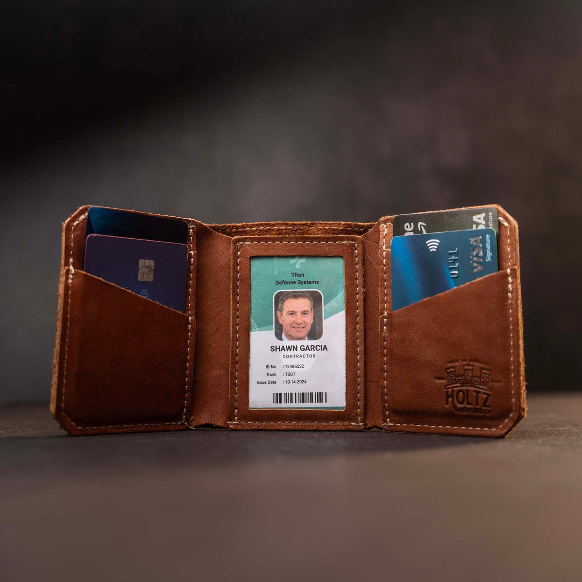 The Trifecta Personalized Leather Tri-Fold Wallet with ID Slot