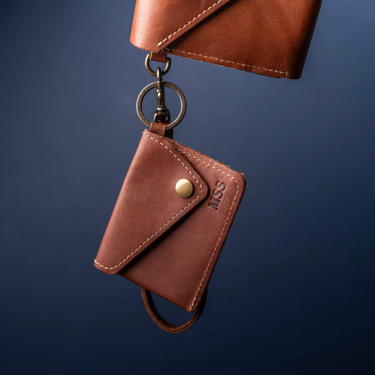 The Amelia Personalized Leather Keychain Wallet and Coin Purse